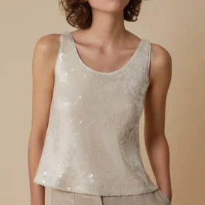 PennyBlack Champagne Sequin Top